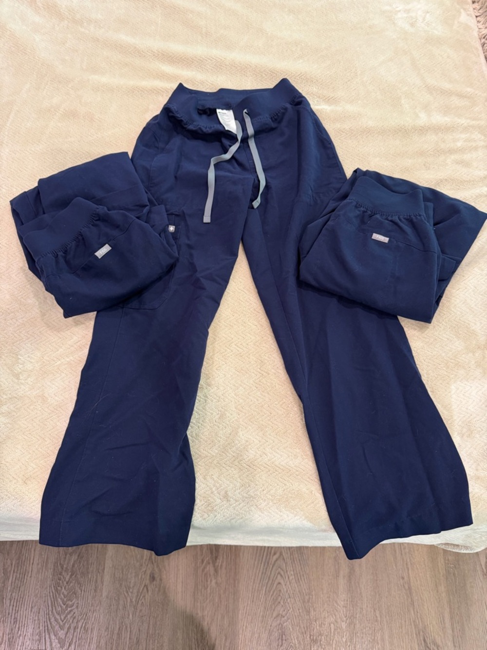 Figs Wide Leg Scrub Pants in Navy Blue